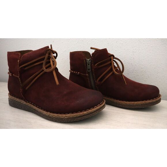 Born BR0027644 Women's Sz 6M Dark Red Distressed Calyn Suede Booties - Picture 11 of 15